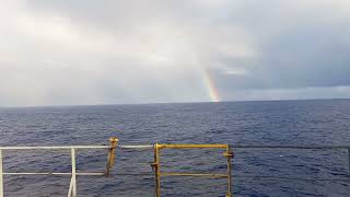 A beautiful weather seen with Rainbow seen from ship [upl. by Ardnassela331]