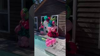 Love Island themed Birthday balloon backdrop hawaian tropical flamingo diy balloongarland bday [upl. by Nospmis]