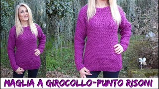 MAGLIA A GIROCOLLO A PUNTO RISONI  NUNZIA VALENTI [upl. by Joceline]