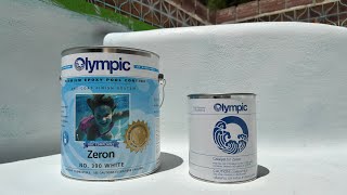 OLYMPIC BRAND BY KELLEY TECH COATINGS EPOXY POOL PAINT  COLOR ZERON WHITE [upl. by Ididn]