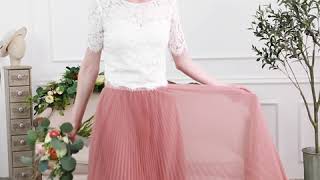 Long Flowing Pleated Tulle Skirt for Bridesmaid TBQP522 [upl. by Lotz]