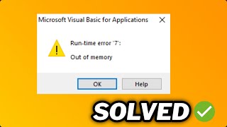 FIXED Runtime error 7 Out of memory in Windows 1011 [upl. by Ludmilla]