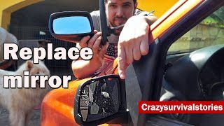 Replace car wing mirror DIY on Fiat Panda Save up to 100€ 🚙 [upl. by Darra]