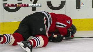 Seabrook falls hard after Martinook sweeps heels with stick [upl. by Nylacaj]