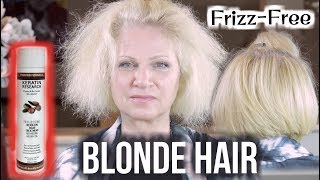 Keratin Treatment at Home on Blonde Hair  Smooth FrizzFree Hair  Tutorial [upl. by Alamak]