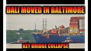 Dali Moved in Baltimore Key Bridge Site now cleared of Box Ship [upl. by Hareehat]