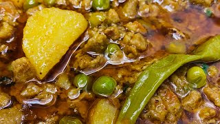 Aloo Matar Keema Recipe  Keema Aloo Matar Recipe  How To Make Aloo Keema  Ramzan Special Recipe [upl. by Aikahc]