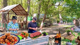 Fried Meatballs With Vegetables In A Cauldron VILLAGE LIFE [upl. by Alten]