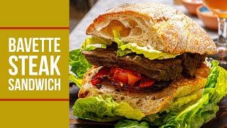 Flank STEAK SANDWICH Recipe  Bavette Steak  Onglet [upl. by Yerggoeg]