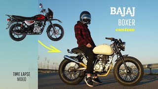 Cafe Racer Timelapse Build  BAJAJ BOXER 150 budget custom bike [upl. by Sherurd]