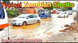 Typical Zambian ghetto Tour part 2  Garden Neighborhood in Lusaka Zambia ghetto slums [upl. by Akemor]