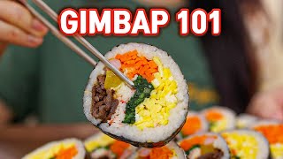 EASY Authentic GIMBAP Korean Rolls At Home [upl. by Amsirp]