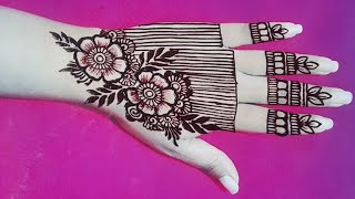 Very beautiful stylish back hand mehndi design Simple mehndi design New mehndi design HumaArts [upl. by Grissom]