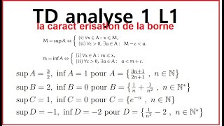 TD analyse 1 Général SUP inf MIN MAX la caracterisation de la borne [upl. by Neelyt]