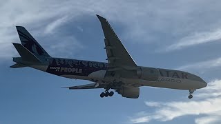 RARE Qatar Cargo 777200F A7BFG landing at San Diego International Airport [upl. by Lorre]