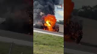 Plane crashes bursts into flames on Florida highway [upl. by Trebma]