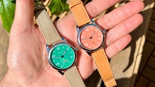 Nomos Club Campus 36mm cream coral amp electric green  best couple watches [upl. by Dubois]