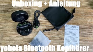 yobola Bluetooth Kopfhörer Kopfhörer Kabellos 50 24H Playtime 3D Stereo HD Unboxing und anleitung [upl. by Aidyn]