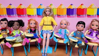 Elsa amp Anna toddlers at school  Barbie dolls  rhyme game [upl. by Ayotaj]