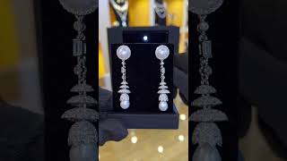 Omnia Pearl Drop Earrings in 925 Silver with High Quality Simulated Diamonds [upl. by Lennon]