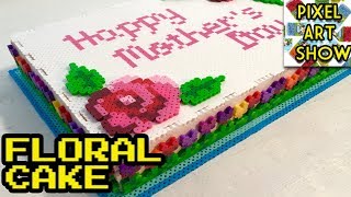 3D Perler Bead Floral Cake  Pixel Art Show [upl. by Cyprian]