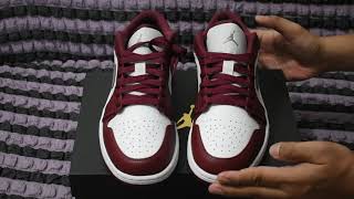 The Air Jordan 1 Low White Bordeaux Unboxing amp Detailed Look [upl. by Fox]