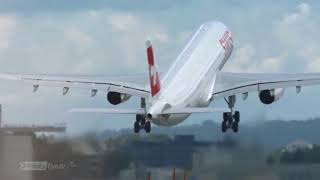 PilotsEYE tv Zurich Miami SWISS LX64 Airbus A330300 Taxi and Takeoff at Zurich Airport [upl. by Tnomyar942]