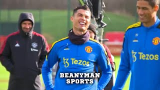 Ronaldo all smiles as Man Utd train ahead of Atletico Madrid 🤣 [upl. by Lanrev]