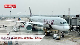 QATAR AIRWAYS A350900 Jakarta to Doha  Aisle Seat Review  Economy Class [upl. by Laszlo268]