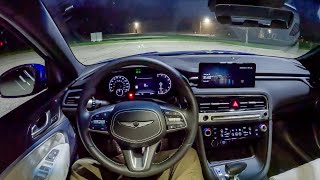 2024 Genesis G70 33T Sport Prestige  POV Night Drive Binaural Audio [upl. by Lucais114]