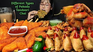 Eating Different types of Pakoda Tandoori Chai Samosa  Big Bites  Asmr Eating  Mukbang [upl. by Alarise]