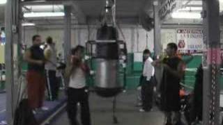 Female Amateur Boxer testing her skill on the heavy bag with a Boxing Box [upl. by Styles]