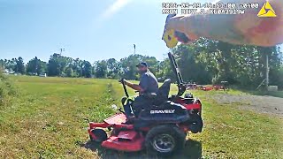 Man Fleeing on Lawnmower Pulls Gun Shoots Own Hand After Taser Hit [upl. by Bough626]