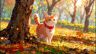 Falling Leaves 🍁 Lofi Cat Music 🍁 Morning Lofi Songs To Feel Happy And Enjoy The Weekend Morning [upl. by Holcman890]