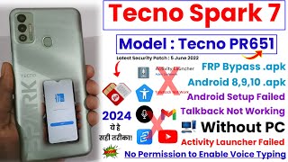 Tecno PR651 FRP Bypass  Tecno Spark 7 FRP Bypass  Tecno PR651 FRP Bypass Without PC Latest Updated [upl. by Elimaj]