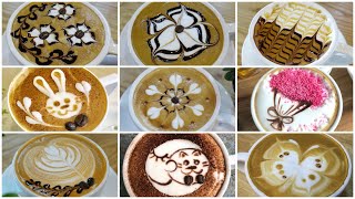 9 different latte art designs 2 [upl. by Patterson267]