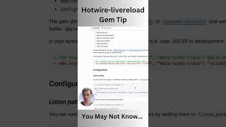 Hotwirelivereload Gem Tip Shorts rails webdesign coding rubyonrails hotwire [upl. by Fairman650]