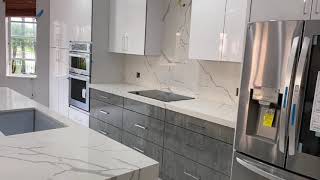 Countertops Calacatta Quartz kitchen design 2021  Custom Cabinets [upl. by Oremor611]