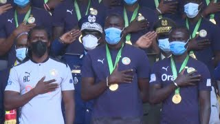 FootballAFCON Ceremony at presidential palace for Senegal national football team  AFP [upl. by Xirtaeb]