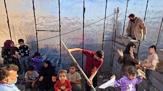 Rural life in Iran  Pern family is building a new barn next to the stable🛖 [upl. by Joline]