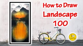 Landscape 100😜😍😘class one canvas landscape how to draw [upl. by Agneta]