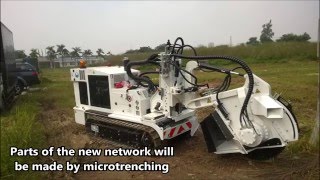 Micro trenching for a fiber optic connection in microduct [upl. by Cirdnek]