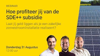 Webinar Hoe profiteer jij van de SDE subsidie [upl. by Llamaj527]