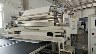 quilting  edge seiwng  cutting machine in customer factory richpeace multi needle quilt blanket [upl. by Aekerly58]