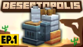 Minecraft Desertopolis  SURVIVING IN THE BLISTERING DESERT HEAT 1 Modded Questing Survival [upl. by Avi]