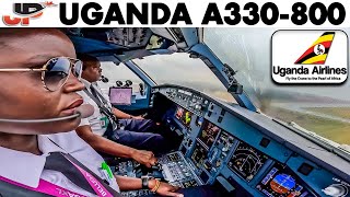 Uganda Airlines Airbus A330800neo Cockpit to Johannesburg [upl. by Weywadt819]