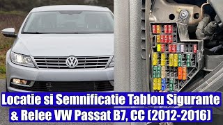 Locatie si semnificatie explicatie tablou sigurante si relee VW Passat B7 CC 20122016 [upl. by Ellednahs]