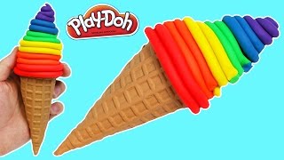 How to Make PLAY DOH Rainbow Swirl Ice Cream Cone [upl. by Piane]