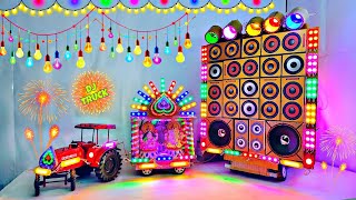 DIY Mini Dj Navratri Durga Pooja Gauri Ganesh Big Dj Truck Light Decoration gadi wala Chhota dj [upl. by Karine]