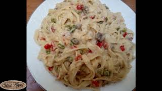 Tagliatellesauce blanche معكرونة بالصلصة البيضاء والدجاج [upl. by Esadnac]